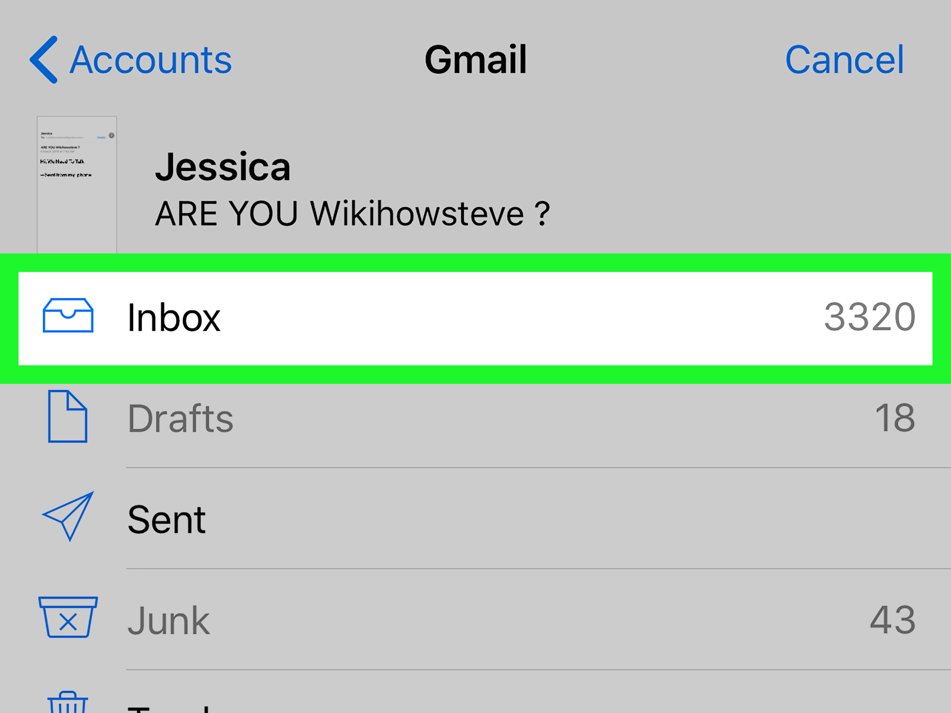 gmail junk mail folder